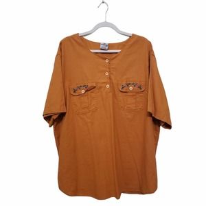 The African Village Orange Embroidered Blouse